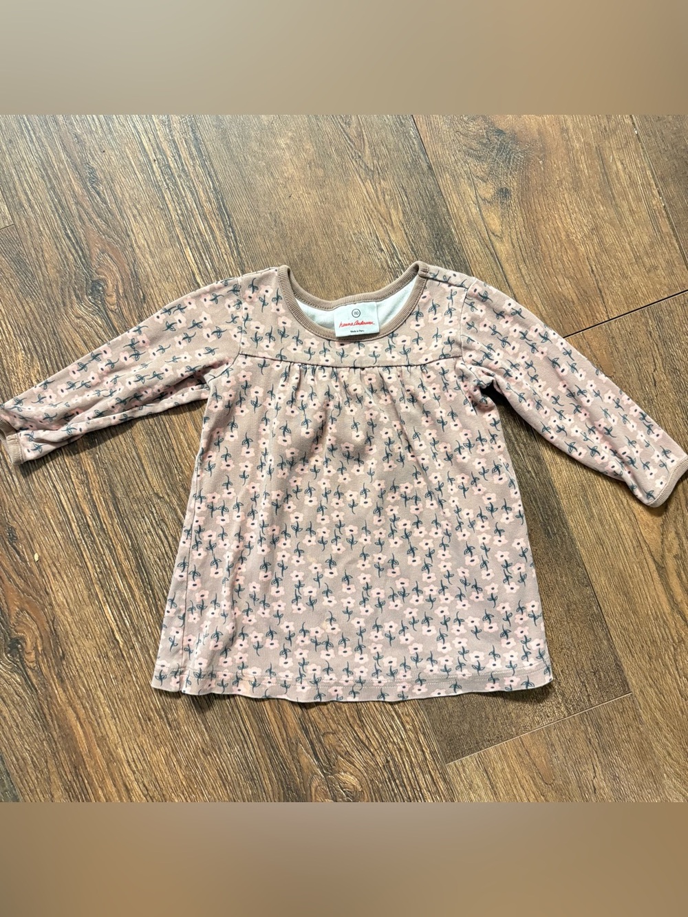 Hanna Andersson brown and pink Floral Long Sleeve Dress
